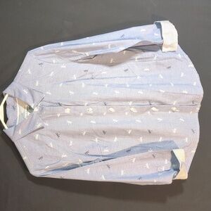 Croft & Barrow Petite Button-Up Shirt | Size PM | Blue W/Dragonfly Print Blouse